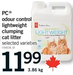 Fortinos PC ODOUR CONTROL LIGHTWEIGHT CLUMPING CAT LITTER, 3.86 KG offer