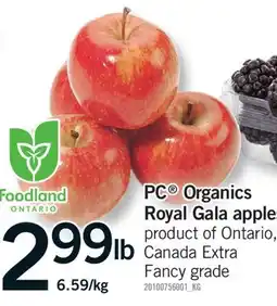 Fortinos PC ORGANICS ROYAL GALA APPLES offer
