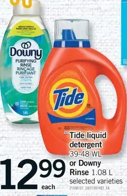 Fortinos TIDE LIQUID DETERGENT, 39-48 WL OR DOWNY RINSE, 1.08 L offer