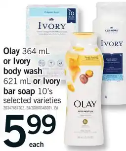 Fortinos OLAY 364 ML OR IVORY BODY WASH 621 ML OR IVORY BAR SOAP 10'S offer