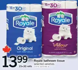 Fortinos ROYALE BATHROOM TISSUE, 15=30 ROLLS offer