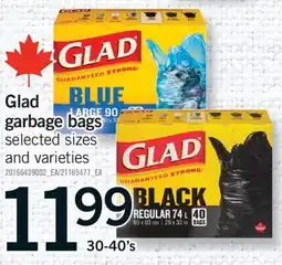 Fortinos GLAD GARBAGE BAGS, 30-40'S offer