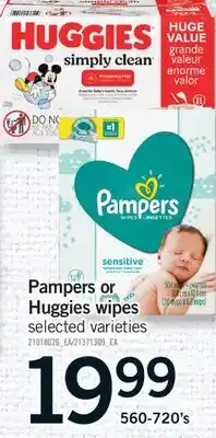 Fortinos PAMPERS OR HUGGIES WIPES, 560-720's offer