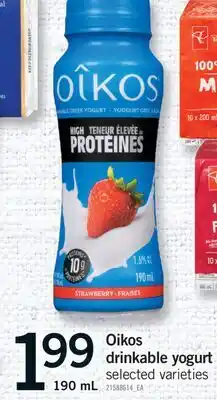 Fortinos OIKOS DRINKABLE YOGURT, 190 mL offer
