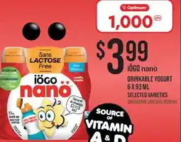 Fortinos IOGO NANÖ DRINKABLE YOGURT, 6 X 93 ML offer