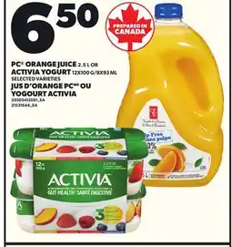 Independent Grocer PC ORANGE JUICE 2.52.5 L OR ACTIVIA YOGURT offer