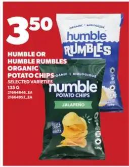 Loblaws HUMBLE OR HUMBLE RUMBLES ORGANIC POTATO CHIPS, 135 G offer