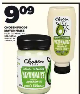 Loblaws CHOSEN FOODS MAYONNAISE, 332/355 ML offer