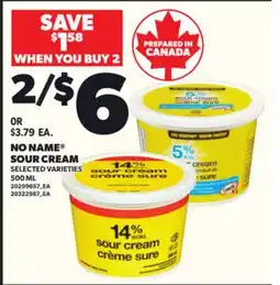 Loblaws NO NAME SOUR CREAM, 500 ML offer