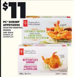 Loblaws PC SHRIMP APPETIZERS, 340-454 G offer