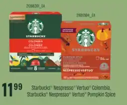 Loblaws STARBUCKS NESPRESSO VERTUO COLOMBIA, STARBUCKS NESPRESSO VERTUO PUMPKIN SPICE offer
