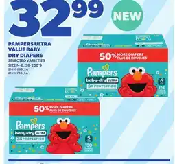 Loblaws PAMPERS ULTRA VALUE BABY DRY DIAPERS, SIZE N-8, 58-200'S offer