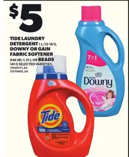 Loblaws TIDE LAUNDRY DETERGENT, 11 L/12-16'S, DOWNY OR GAIN FABRIC SOFTENER, 946 ML-1.31 OR BEANS, 141 G offer