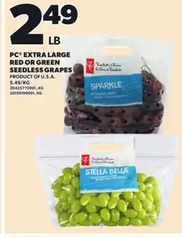 Loblaws PC EXTRA LARGE RED OR GREEN SEEDLESS GRAPES offer