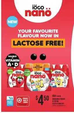 Loblaws ÏÖGO NANO DRINKABLE YOGURT, 6X93 ML offer
