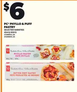 Loblaws PC PHYLLO & PUFF PASTRY, 454G / 450G offer