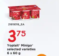Loblaws YOPLAIT MINIGO , 6 x 60g offer