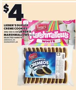 Loblaws LIEBER'S DUPLEX CREME COOKIES, 300/350 G OR LIEBER'S MARSHMALLOWS, 142 G offer