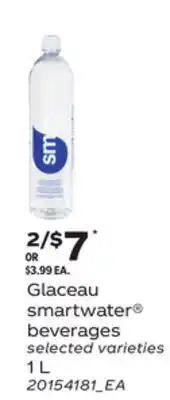 Loblaws GLACEAU SMARTWATER BEVERAGES, 1 L offer