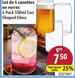 Sushi Shop 4 Pack 550ml Can Shaped Glass offer