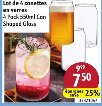 Sushi Shop 4 Pack 550ml Can Shaped Glass offer