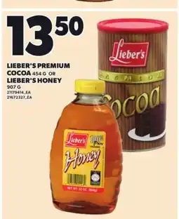 Loblaws LIEBER'S PREMIUM COCOA, 454 G OR LIEBER'S HONEY, 907 G offer