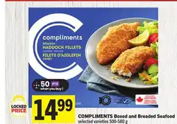 Foodland COMPLIMENTS Boxed and Breaded Seafood offer