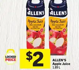 Foodland ALLEN'S Apple Juice offer