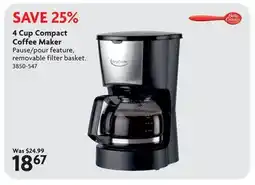 Home Hardware 4 Cup Compact Coffee Maker offer