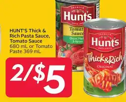 Sobeys HUNT'S Thick & Rich Pasta Sauce, Tomato Sauce offer