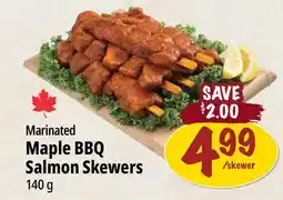Farm Boy skewer Marinated Maple BBQ Salmon Skewers offer