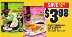 FreshCo Siwin Potstickers or Dumplings 454-500 g Selected Varieties Mid-Autumn offer