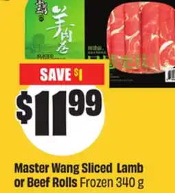 FreshCo Master Wang Sliced Lamb or Beef Rolls Frozen 340g Mid-Autumn offer