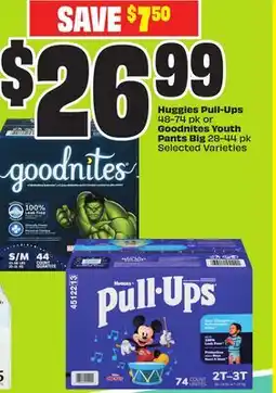 FreshCo Huggies Pull-Ups 48-74 pk or Goodnites Youth Pants Big 28-44 pk Selected Varieties offer