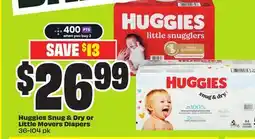 FreshCo Huggies Snug & Dry or Little Movers Diapers 36-104 pk offer