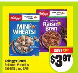 FreshCo Kellogg's Cereal Selected Varieties 210-525g offer