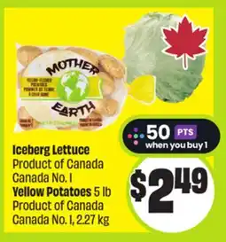 FreshCo Iceberg Lettuce Product of Canada No. 1 Yellow Potatoes 5lb Product of Canada No. 1 offer