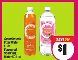 Chalo FreshCo Compliments Fizzy Water 1 L or Flavoured Sparkling Water 503 mL offer