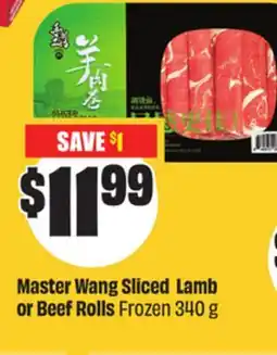 Chalo FreshCo Master Wang Sliced Lamb or Beef Rolls Frozen 340 g Mid-Autumn offer