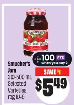 Chalo FreshCo Smucker's Jam 310-500 mL Selected Varieties offer