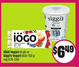 Chalo FreshCo IÖGO Yogurt 16 pk or Siggi's Yogurt 650-750 g offer