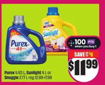 Chalo FreshCo Purex 4.43 L, Sunlight 4 L or Snuggle 2.77 L offer