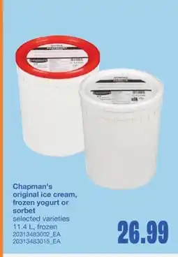 Wholesale Club ORIGINAL ICE CREAM, FROZEN YOGURT OR SORBET, 11.4 L offer