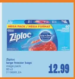 Wholesale Club ZIPLOC LARGE FREEZER BAGS, 60 CT offer