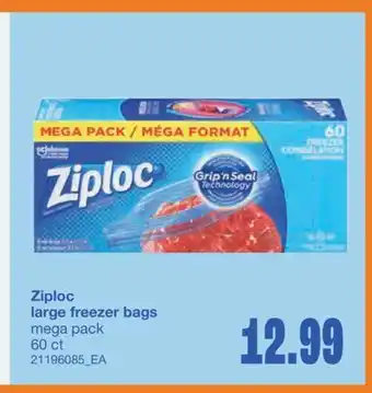 Wholesale Club ZIPLOC LARGE FREEZER BAGS, 60 CT offer