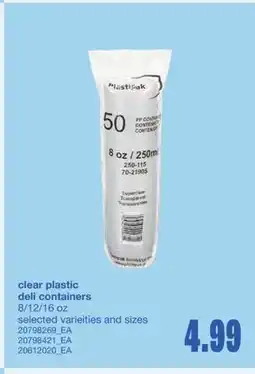 Wholesale Club CLEAR PLASTIC DELI CONTAINERS 8/12/16 oz offer