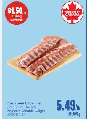 Wholesale Club FRESH PORK BACK RIBS offer