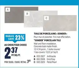 BMR TUILE DE PORCELAINE  SONDER  offer