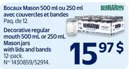 Walmart Bocaux Mason 250 ml avec couvercles et bandes offer