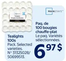 Walmart Paq. de 100 bougies chauffe-plat offer